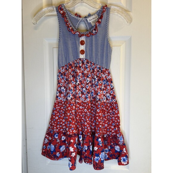 Jona Michelle Girls Dress Size 7,  Floral, Sleeveless, Ruffled Hem, - Picture 1 of 2